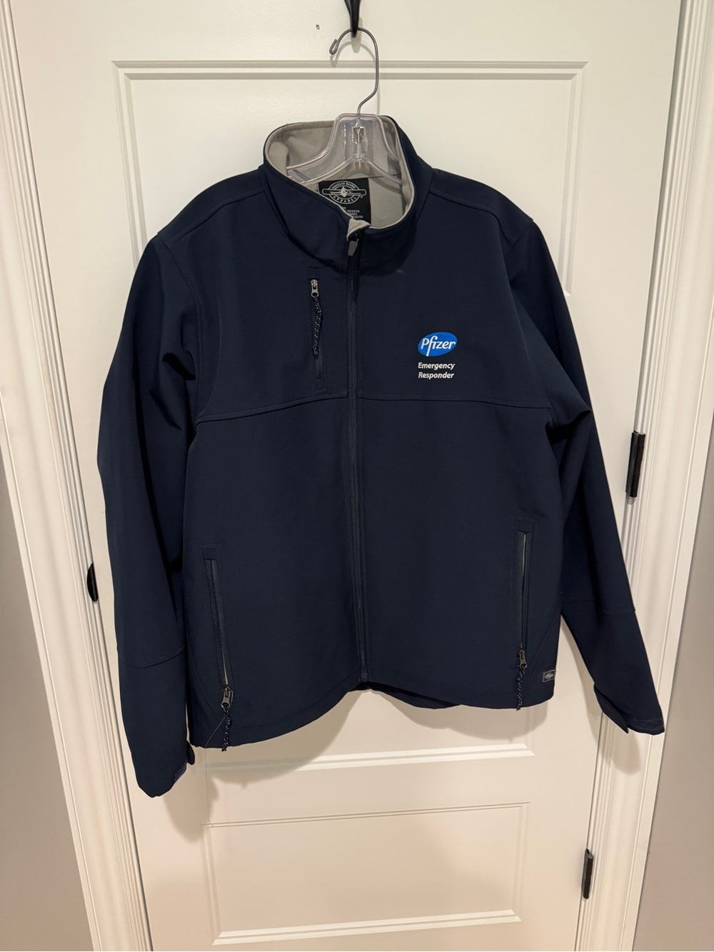 Charles River Apparel Navy Softshell Jacket with Pfizer Logo